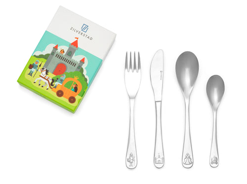 Zilverstad - Kindercouvert Ridders en Prinsessen - 4 delig - RVS - vtwonen shop