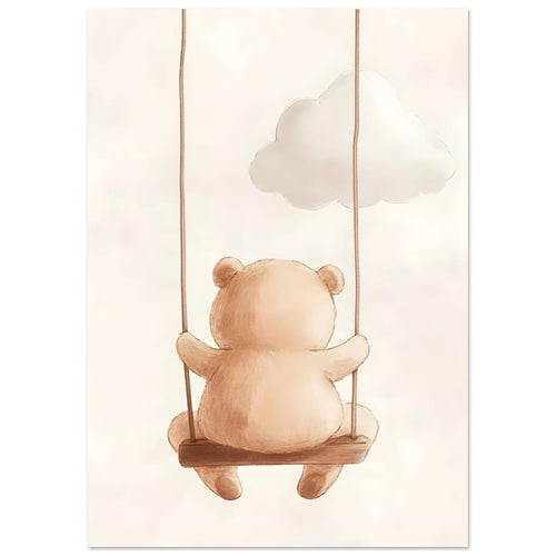 Artfulprints  Schommelende knuffelbeer   poster A4 21x29.7 cm - vtwonen shop