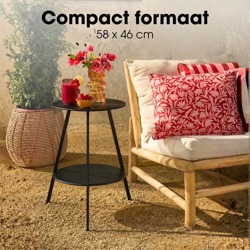 Mica Decorations Seatle Bijzettafel Rond voor Buiten - Koffietafel - Salontafel Buiten - Ook als Plantentafeltje of Plantenstandaard - Metaal - 58 x