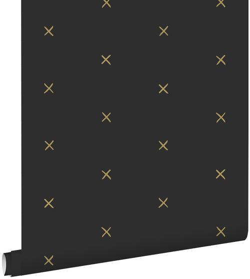 ESTAhome behang grafisch motief zwart en goud - 53 cm x 10.05 m - 139130