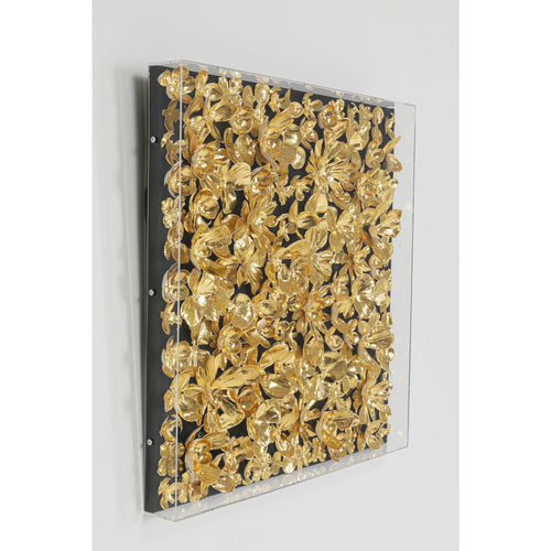 Kare Design Schilderij goud bloemen 60x60cm