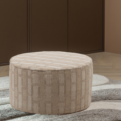 WOOOD poef laag dessin Sarli - Chenille - Naturel/Beige - 36x60x60