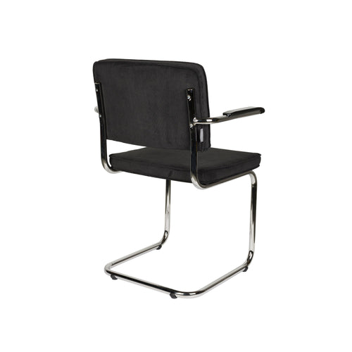 Zuiver Ridge Rib Eetkamerstoelen armleuning Zwart - Set van 2 - vtwonen shop