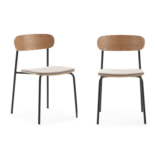 Calicosy - ADRIANA Set van 2 stoelen in stof - Grijs - 51x46x47 cm