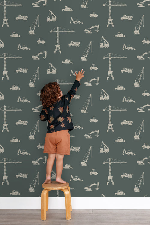 ESTAhome behang voertuigen vergrijsd zeegroen - 53 cm x 10.05 m - 139974 - vtwonen shop