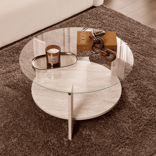 Calicosy - CLARA Salontafel met 2 bladen - Eiken - 75x75x40 cm