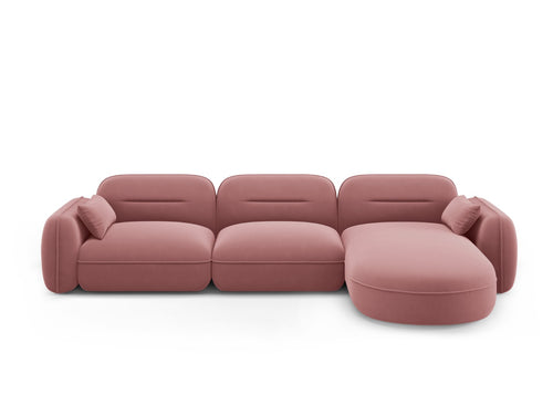 Cosmopolitan Design Modulaire hoekbank rechts Sydney 4-zits, flueel, zalm - 165x320x70cm