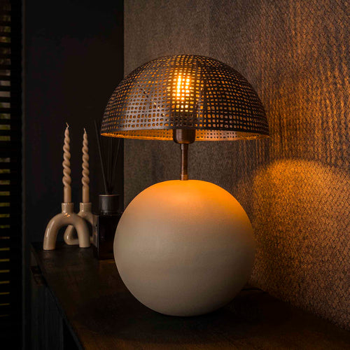 Giga Meubel Tafellamp Sphere - Natural Grijs - 1-Lichts - 26x26x49cm