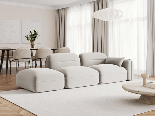 Cosmopolitan Design linker modulaire bank Sydney 3-zits, flueel, lichtbeige - 90x295x70cm