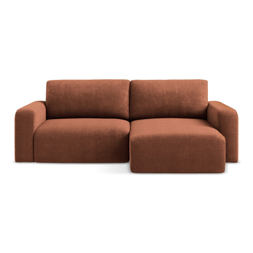 LaMiaSofa hoekbank rechts Ostia - chenille stof - terracotta - 244x149x79