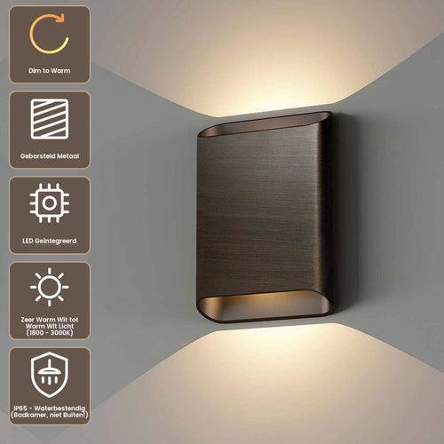 Artdelight Wandlamp Diaz L - Donker Antiek Brons - Dim To Warm