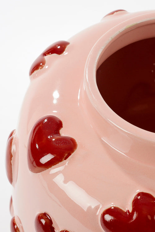 Mica Decorations  Hearts Vaas - H28 x Ø29 cm - Keramiek - Roze, Rood