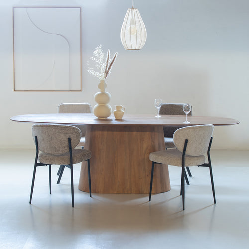 Giga Meubel Eettafel Stijn - Bruin Hout Deens Ovaal - 160x100x76cm