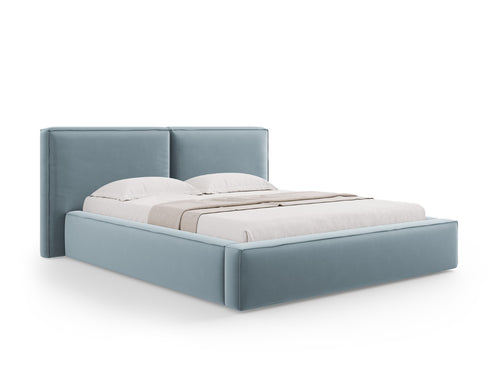 Micadoni Opbergbed met hoofdeinde Jodie 160x200cm, flueel, lichtblauw - 228x214x108cm