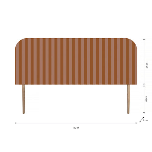 Gestoffeerd fluwelen hoofdbord met strepen 160x97cm