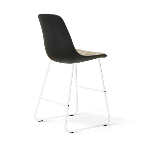 Nolon Nino-Liv barkruk zwart met nougatbruin zitkussen - wit onderstel - 65 cm - vtwonen shop