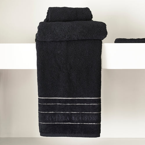 Rivièra Maison RM Elegant Towel black 100x50 - Katoen - Zwart - vtwonen shop