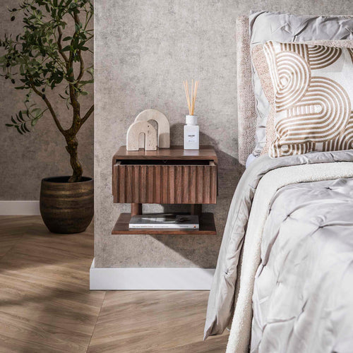 Giga Meubel Nachtkastje Carve - Bruin Acaciahout - 35x35x27cm - vtwonen shop