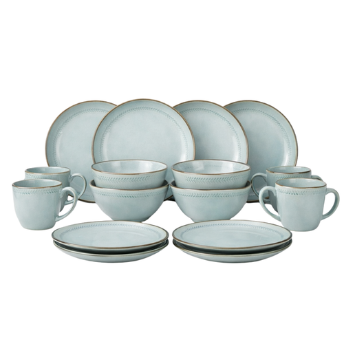 Mica Decorations Racco Serviesset 16-Delig - 4 Persoons - Ontbijtborden, Kommen en Mokken en Dinrborden - Steengoed Servies - Vaatwasserbestendige