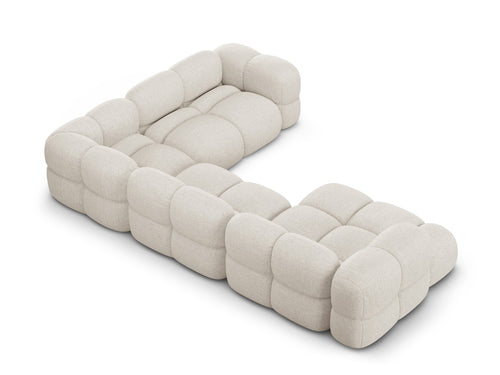 Cosmopolitan Design Panoramische hoekbank rechts Loretto 5-zits, structurele stof beige - 250x345x68cm