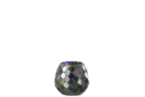 J-Line windlicht Mozaiek - glas - paars - medium