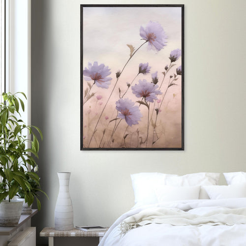 Artfulprints Poster met Lijst Flower aquarel 2   - A4 21x29.7 cm - Roze