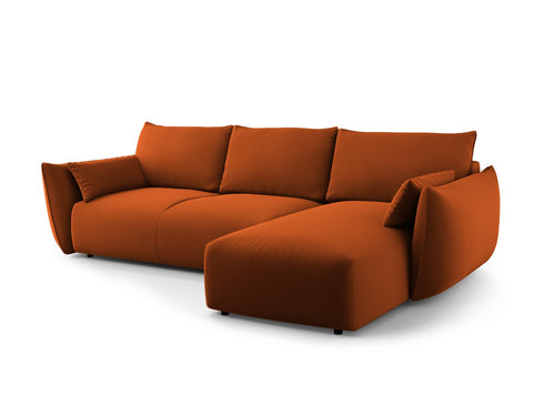 Cosmopolitan Design Converteerbare hoekbank rechts met opbergdoos Matera 4-zits, flueel terracotta - 173x253x86cm