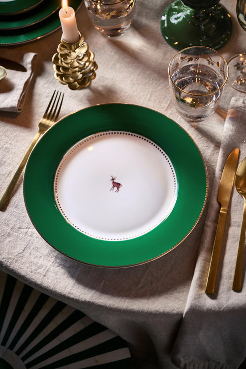 Pip Studio - Love Birds Deer Dark Green - Dinerbord - 26,5cm