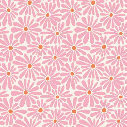 ESTAhome behang madeliefjes roze en oranje - 53 cm x 10.05 m - 131149 - vtwonen shop