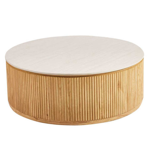 DÉJA Living Salontafel Yara - Rond Naturel Keramiek - 100x100x35cm