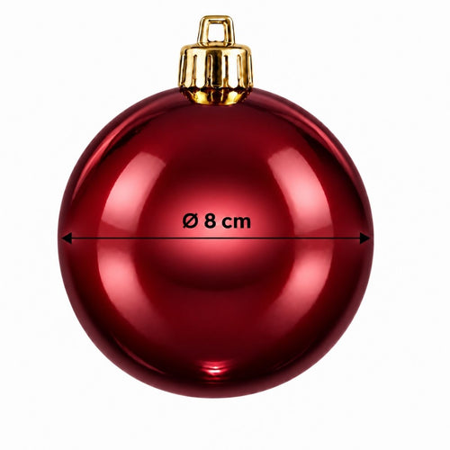 Mica Decorations Bal Onbreekbaar Donkerrood 27 Stuks - Kerstballenset Ø8 cm - Onbreekbare Kerstballen voor Kinderen en Huisdieren - Kunststof