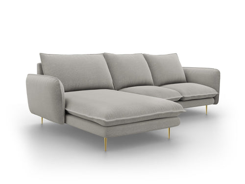 Cosmopolitan Design linker hoekbank Vienna 5-zits, structurele stof, lichtgrijs - 170x255x95cm