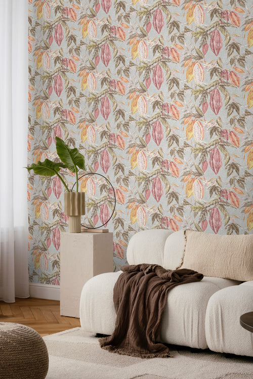 Sanders & Sanders behang bladeren vergrijsd groen, grijs en terracotta - 53 cm x 10 m - 640220 - vtwonen shop