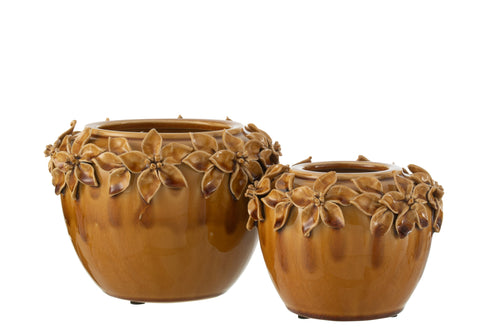 J-Line bloempot Bloem - keramiek - oker - large - Ø 22 cm - vtwonen shop