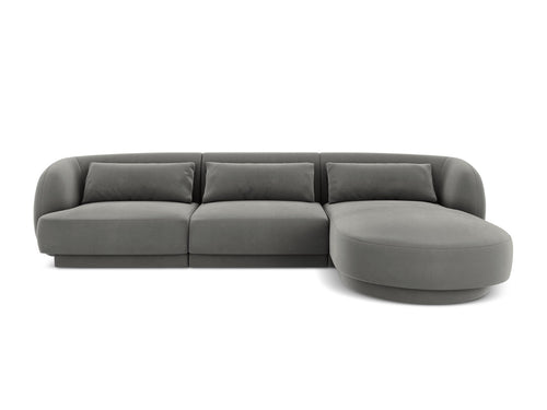 Cosmopolitan Design rechter hoekbank Tulum 4-zits, flueel, lichtgrijs - 156x255x70cm