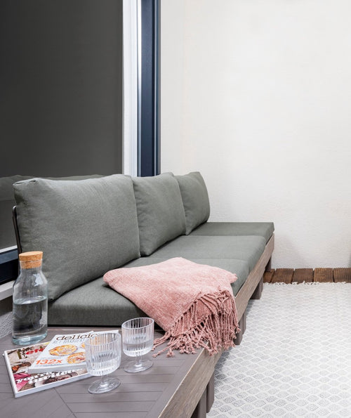 Keter Signature Elements 3-zits Loungebank - met groene kussens - Cappuccino/Ashwood - vtwonen shop