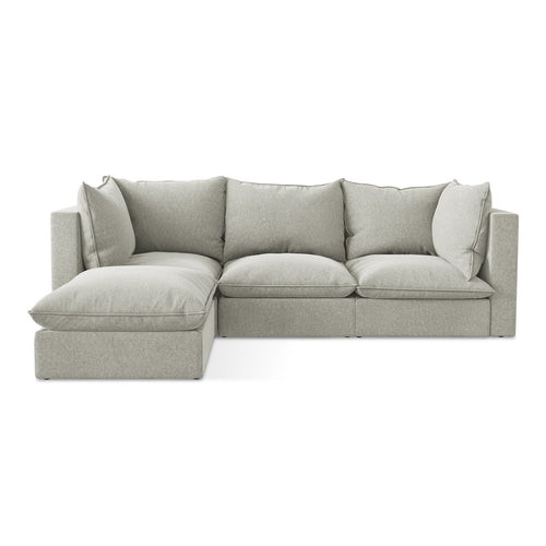 LaMiaSofa hoekbank links Ravenna - velours - lichtgrijs - 255x165x77