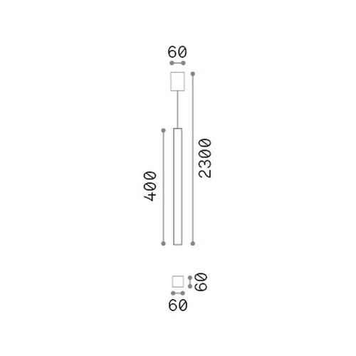 Ideal Lux LOOK 40 cm vierkante slanke hanglamp voor plafondmontage, messing, 1x GU10 fitting