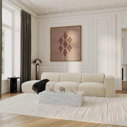 Sia Home - Rechte bank MYRA - Fluweel met patroon - Crème - 310cm - vtwonen shop