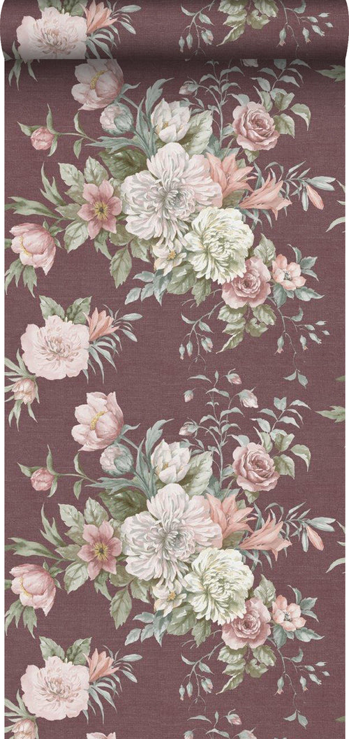 Borastapeter behang bloemstilleven rood - 53 cm x 10.05 m - 660262 - vtwonen shop