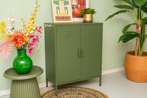 MaximaVida metalen lockerkast Finn 80 x 40 x 102 cm olijfgroen - 2 schappen