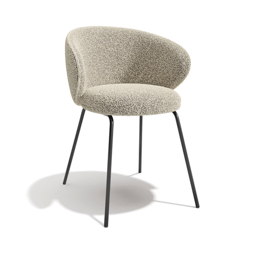 Sia Home - Eetkamerstoel LUNA - Bouclette stof - Beige - 53.5cm - vtwonen shop