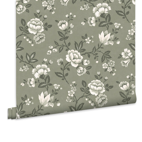 Laura Ashley Vliesbehang - Bradenbury Trail Antique Green