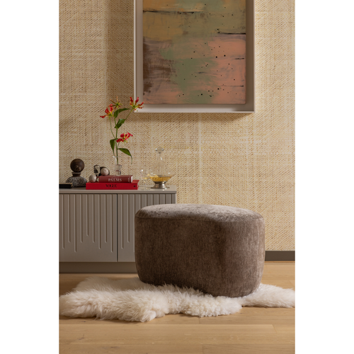 WOOOD organische poef Popular - Polyester - Taupe - 43x73x49 - vtwonen shop