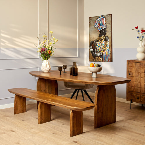 StarFurn Eetkamerbank Tense - Rechthoek Naturel Hout - 280x38x45cm