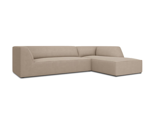 Micadoni rechter hoekbank Ruby 4-zits, structurele stof, donkerbeige - 180x273x69cm