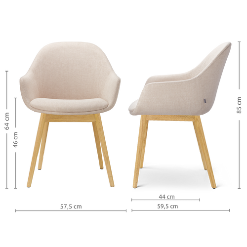 Nolon Nio-Mae eetkamerstoel bouclé beige - houten onderstel