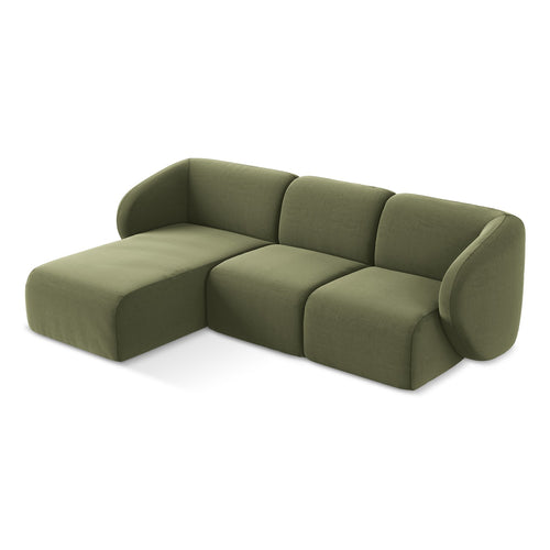LaMiaSofa hoekbank links Cervo - velours - olijf - 248x166x80