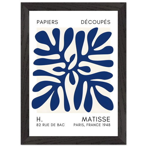 Artfulprints Poster met Lijst Matisse - Deep ocean navy blue II   - A4 21x29.7 cm - Blauw