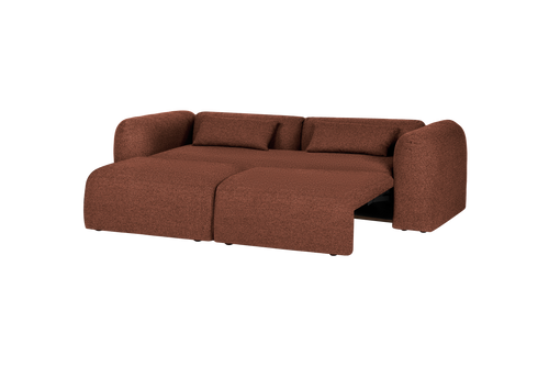 noo.ma Yaro 3-zits slaapbank - Brick Red bouclé, 140x200 slaapfunctie